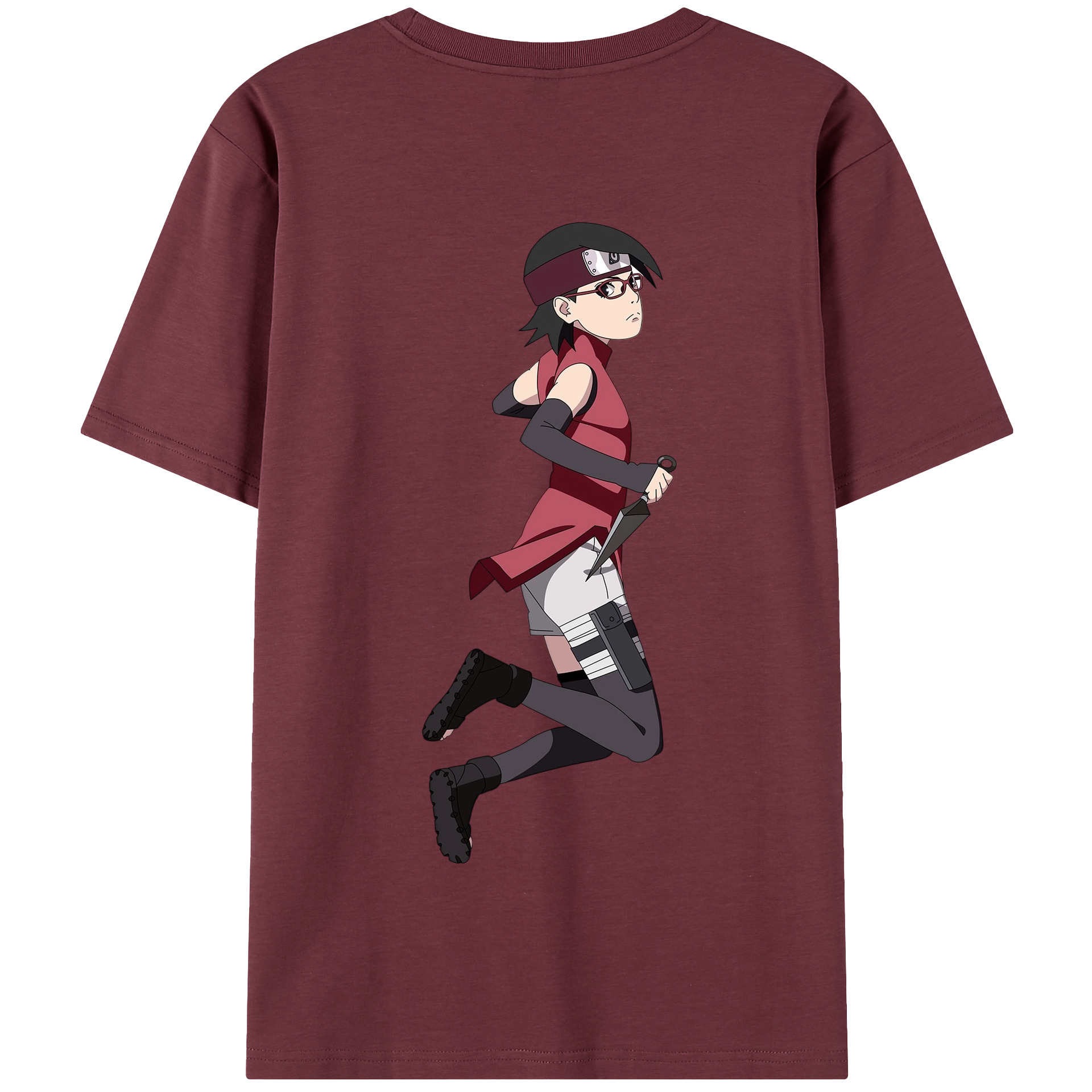 （画像用） NARUTO -ナルト- うちは サラダ Uchiha Sarada 綿100％半袖Tシャツ（背面プリント）